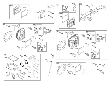 Cylinder Head Group Diagram and Parts List for 541477-0135-J1 400000 - 699999 Briggs and Stratton Engine
